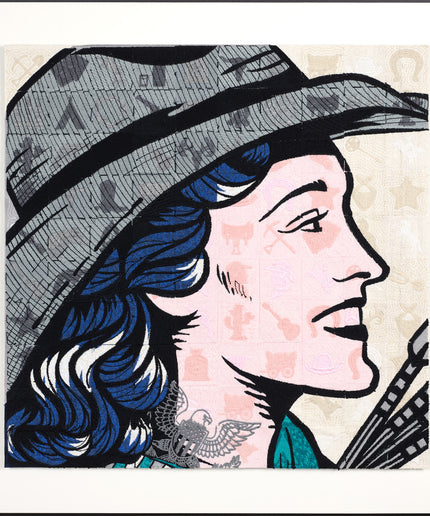 Cowgirl Tile Tapestry 26"x26"