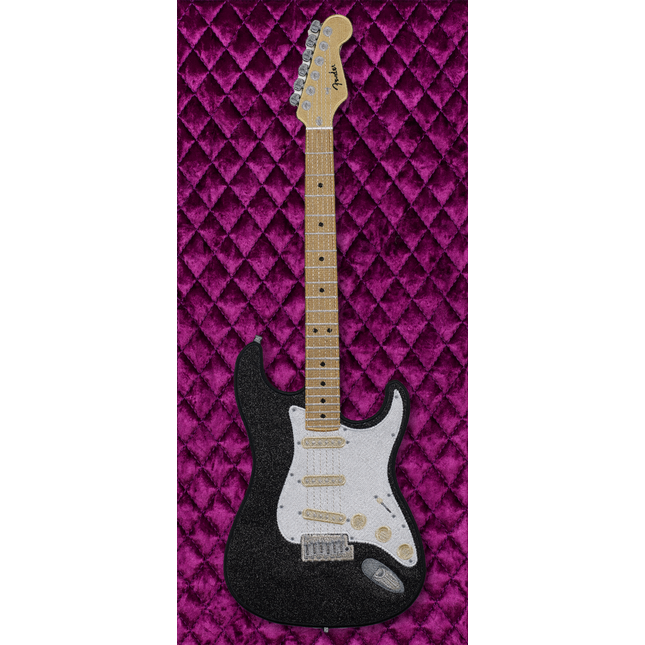 Black Strat with Quilted Background