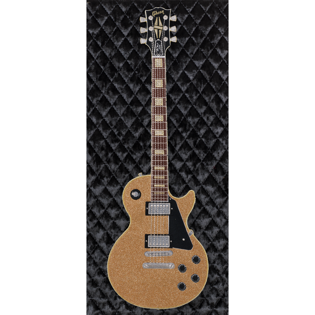 Gold Glitter Les Paul with Quilted Background