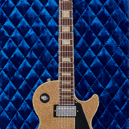 Gold Glitter Les Paul with Quilted Background