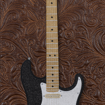 Black Strat with Quilted Background
