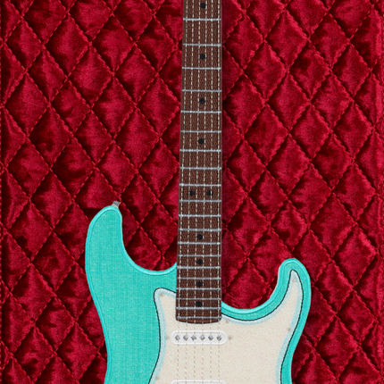 Mint Strat with Quilted Background