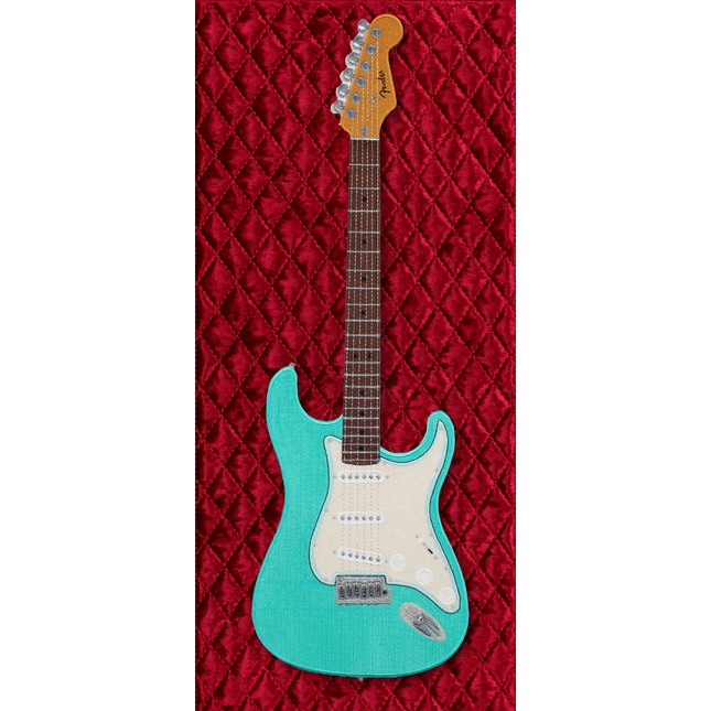 Mint Strat with Quilted Background