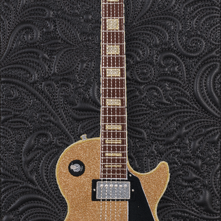 Gold Glitter Les Paul with Quilted Background