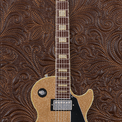 Gold Glitter Les Paul with Quilted Background