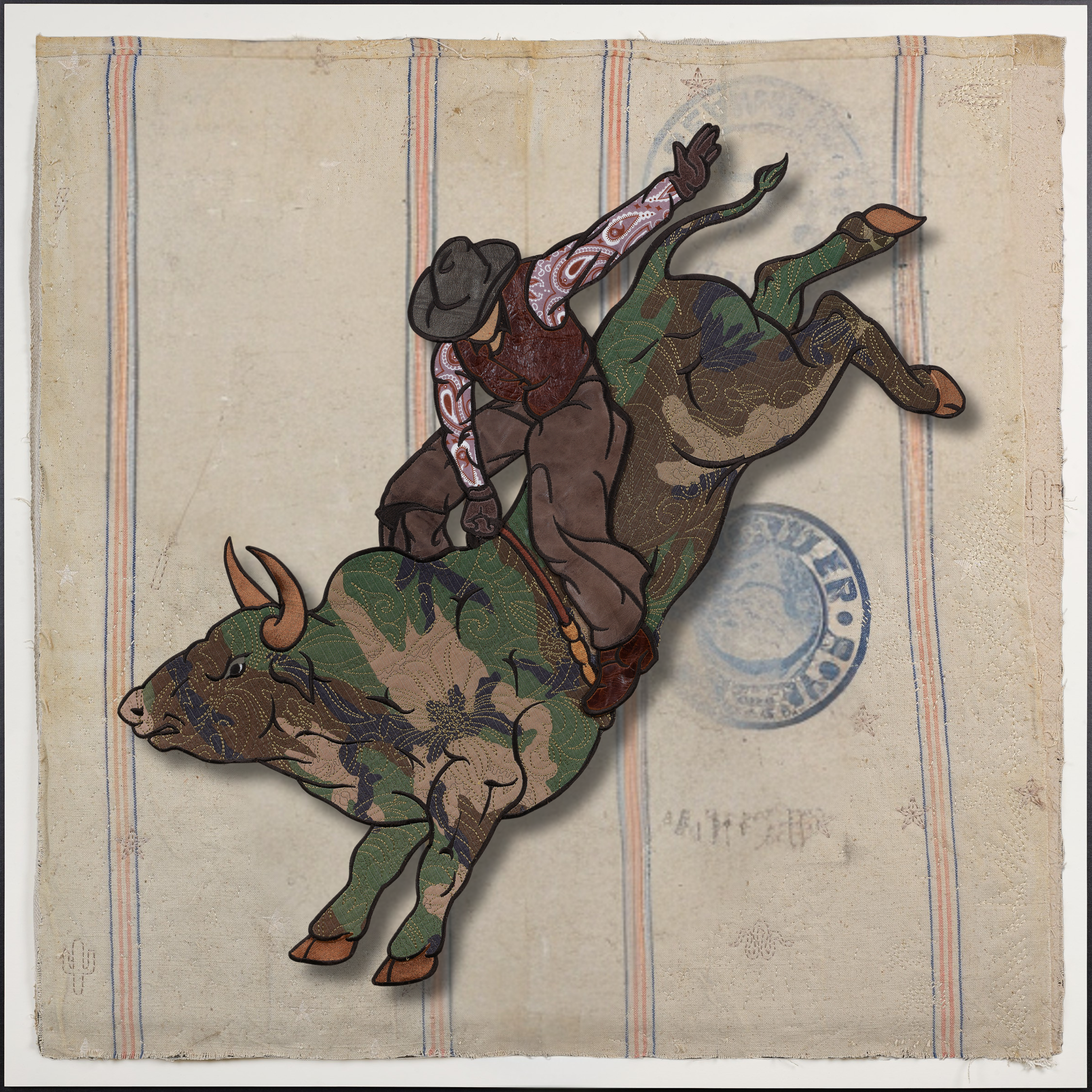 Vintage Camo Bull Rider 40"x40"