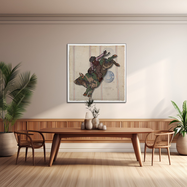 Vintage Camo Bull Rider 40"x40"